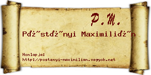 Pöstényi Maximilián névjegykártya